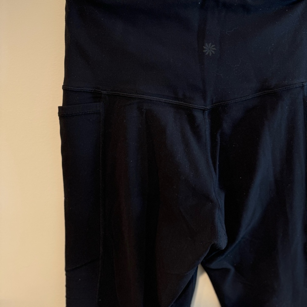 Athleta Black Ribbed Leggings Size S with Pockets - Picture 5 of 10